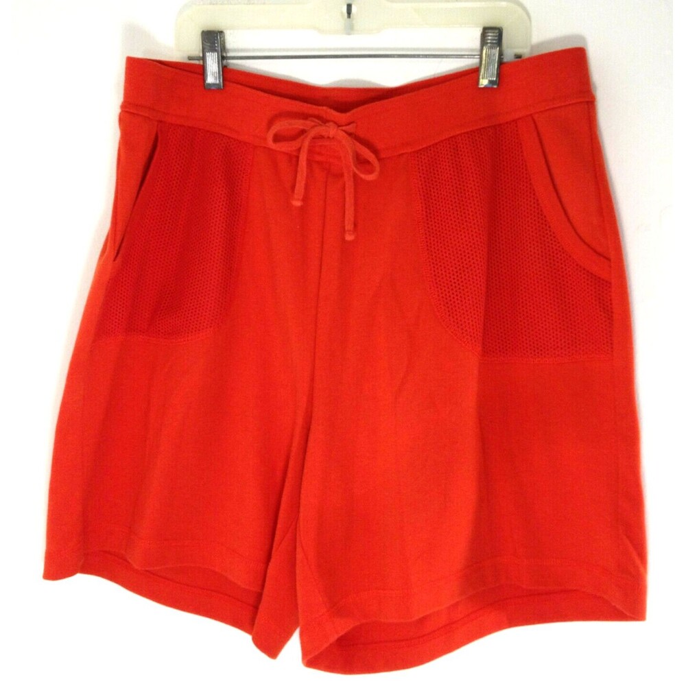 Vintage Avenue Womens Red Shorts Drawstring Elastic Waist Pockets Size 14-16